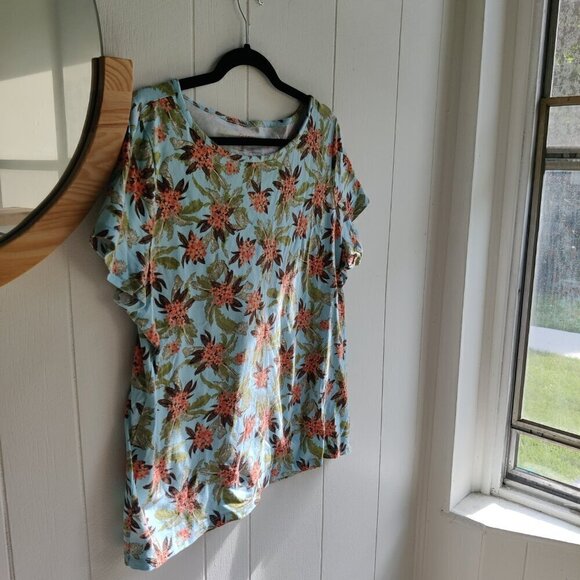 Floral Hawaiian Tee Shirt by Talbots. Ready for BBQ weather, 96% Cotton. XL - Picture 3 of 6